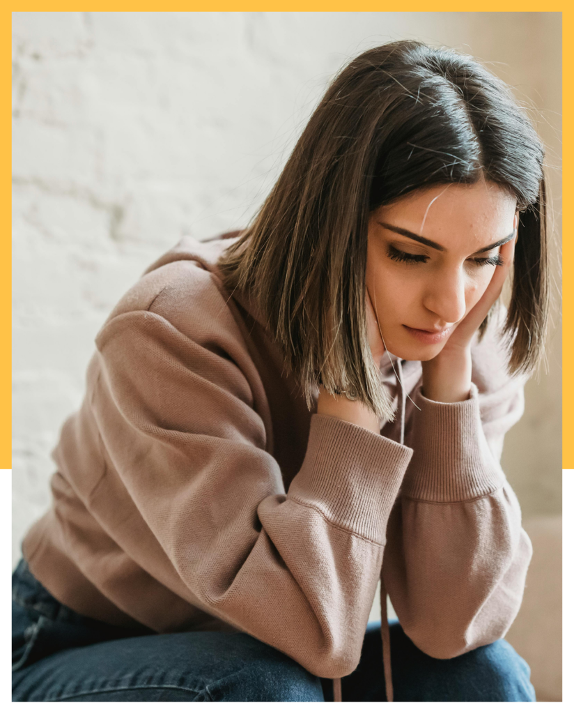 Woman looking worried.